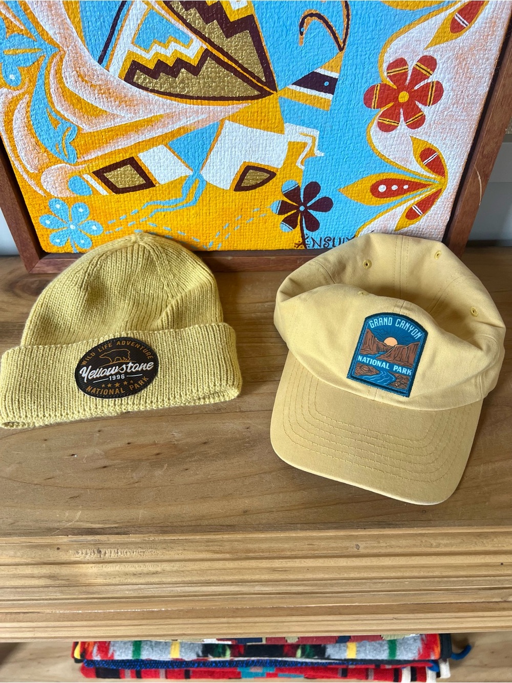 Yellowstone & Grand Canyon Yellow Beanie and Cap Set
